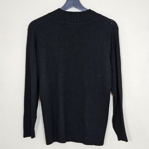 Seguito Sweater Women L Black Wool Italy LS Vintage Y2K Fairy Goth Sparkle FLAW - Picture 2 of 12